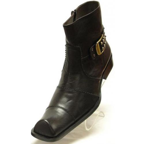 Fiesso Black Genuine Leather Boots With Zipper On The Side FI6606